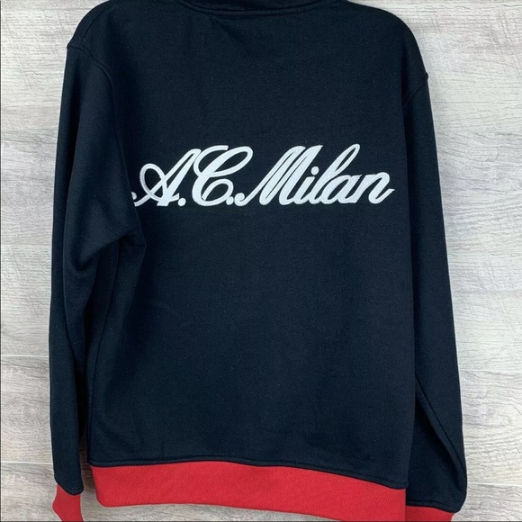 AC Milan ACM Official Product Soccer Zip Up Sweater Black Red Mens Size Small - Picture 3 of 8